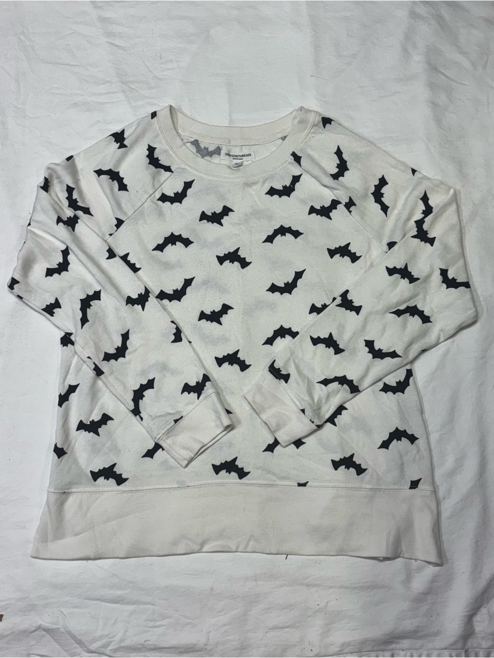 Grayson Threads Ivory Sweatshirt with Black Bat Motif